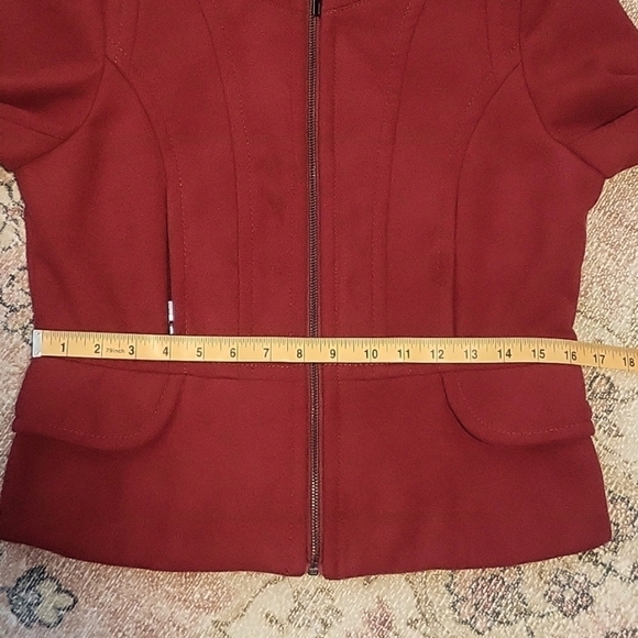 Express Vintage Structured Peplum Lined Zip Front Red Moto Jacket Size M - Picture 13 of 14